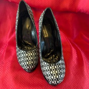Mona Mia Black & Silver 5.5 “ Platform Heels. Size 10.
